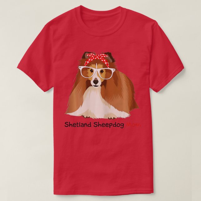 Camiseta Shetland Sheepdog Mom Bandana Womens Sheltie Dog  (Diseño del anverso)