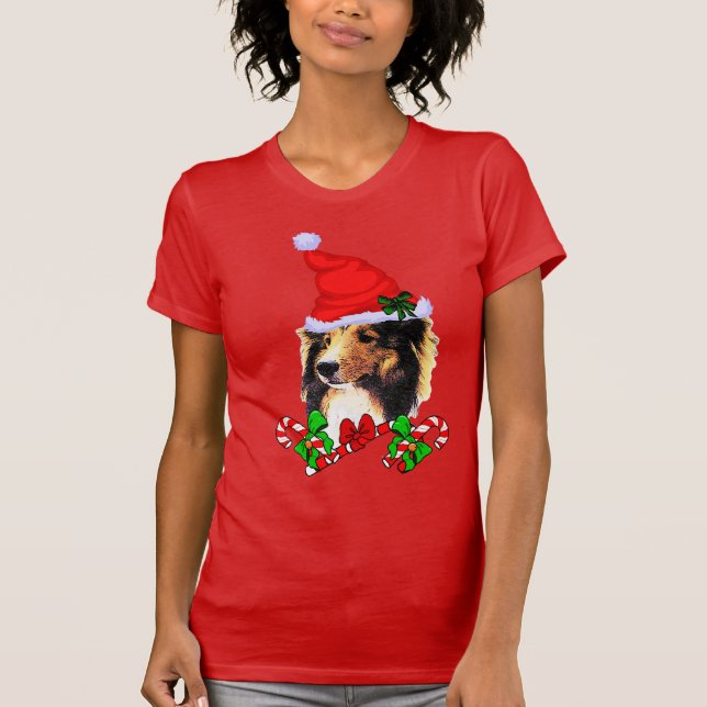 Camiseta Shetland Sheepdog Navidades Merry (Anverso)