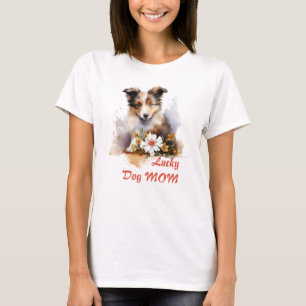 Camiseta Shetland Sheepdog Puppy Mascota Flor acuática