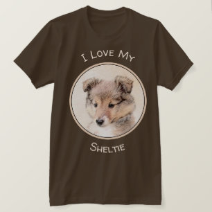 Camiseta Shetland Sheepdog Puppy Pintura Original Perro Art