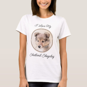 Camiseta Shetland Sheepdog Puppy Pintura Original Perro Art
