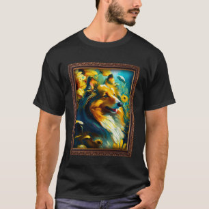 Camiseta Shetland Sheepdog Sheltie Pintando la flor de gira