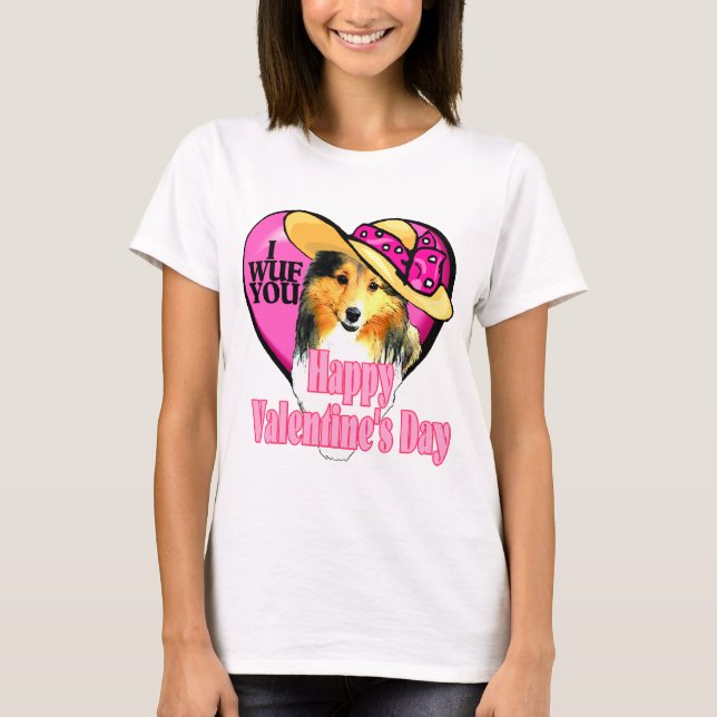 Camiseta Shetland Sheepdog Sheltie Valentines (Anverso)