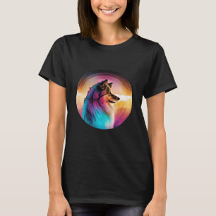 Camiseta Shetland Sheepdog Synthwave 80 Retrowave Aestheti