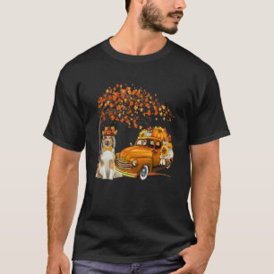 Camiseta Shetland Sheepdog Wearing Gorra Fall Pickup Truck