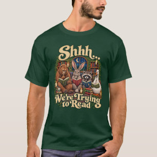 Camiseta Shhh Estamos Intentando Leer Oso Conejo Mapache Ga