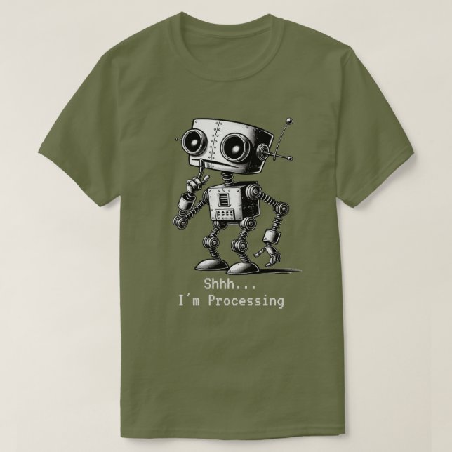 Camiseta Shhh Robot – Shhh… Estoy Procesando (Diseño del anverso)