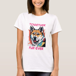 Camiseta Shiba Akita Inu Pastel Colorido Abstract Dog Art