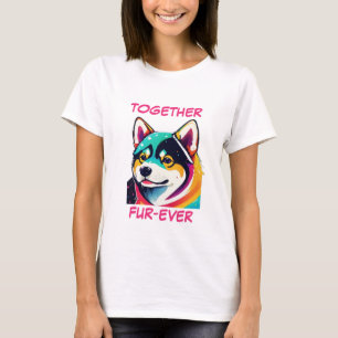 Camiseta Shiba Akita Inu Pastel Colorido Abstract Dog Art