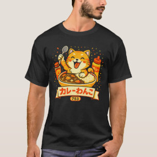 Camiseta Shiba Curry Feliz – Arte de Perro Comida Japonesa