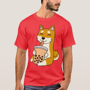 Camiseta Shiba Inu bebe té de burbuja