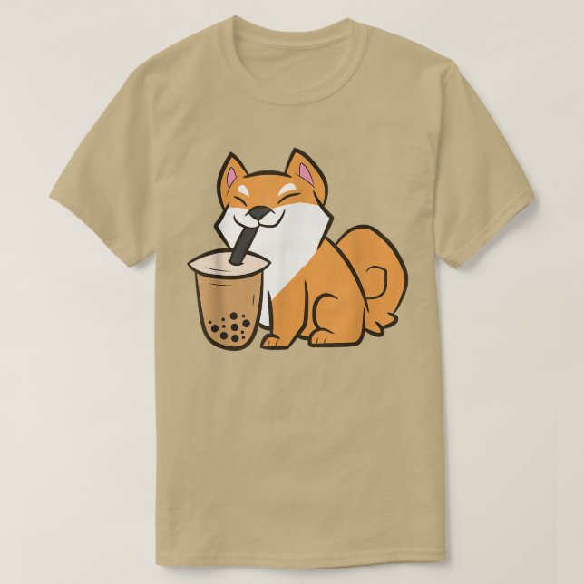 Camiseta Shiba Inu bebe té de burbuja Kawaii Shiba Inu Wit (Diseño del anverso)