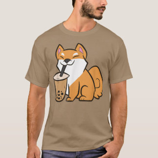 Camiseta Shiba Inu bebe té de burbuja Kawaii Shiba Inu Wit