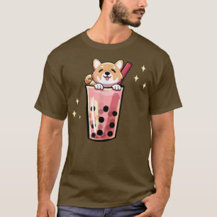 Camiseta Shiba Inu Boba Té de leche de burbuja Kawaii Perro