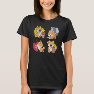 Camiseta Shiba Inu Bubble Boba Tea Lover Heart Retro Vintag