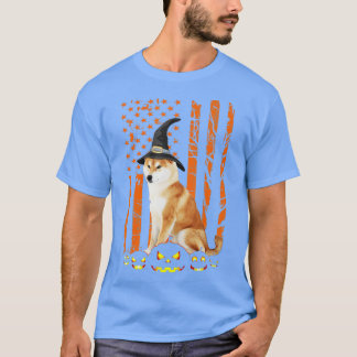 Camiseta Shiba Inu Calabaza de perro Bandera Americana Vint