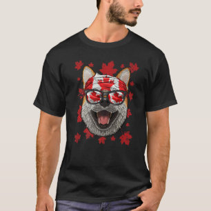 Camiseta Shiba Inu Canadiense Patriótico Bandera de Canadá