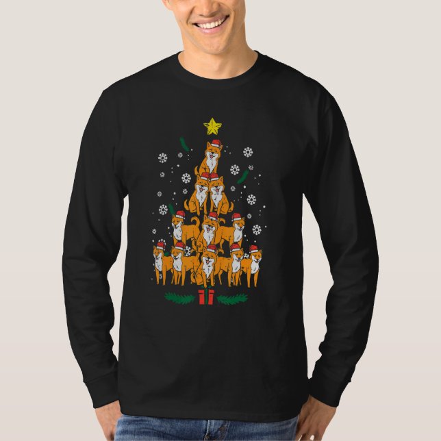 Camiseta Shiba Inu Christmas Tree Akita Dog Xmas Doge Men W (Anverso)
