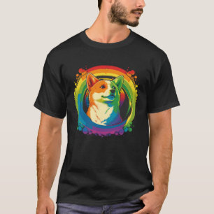 Camiseta Shiba Inu Colorido Pop Salpicadura Tie Dye Arcoíri
