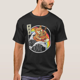 Camiseta Shiba Inu Comiendo Ramen Surfing Kanagawa Wave Jap