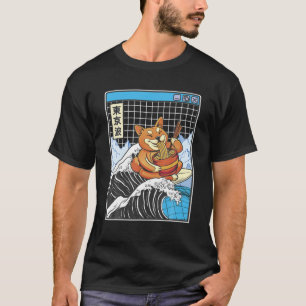 Camiseta Shiba Inu Comiendo Ramen Surfing Kanagawa Wave Jap