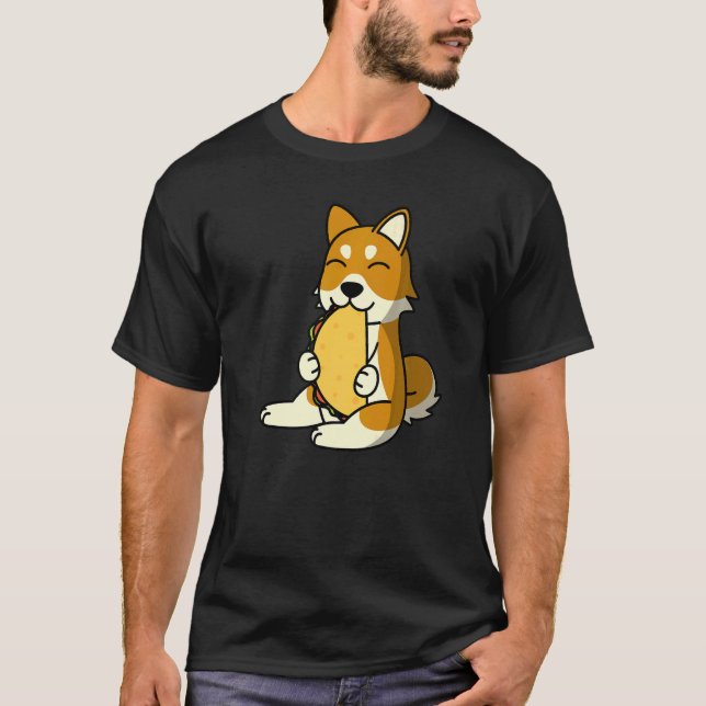Camiseta Shiba Inu Comiendo Un Taco Perro (Anverso)