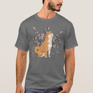 Camiseta Shiba Inu con bellos cerezos en flor de Sakura T-