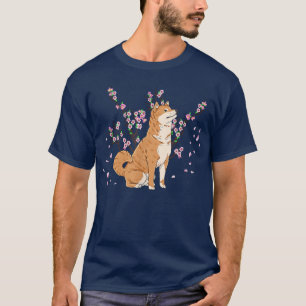 Camiseta Shiba Inu con hermosos cerezos Sakura en flor121