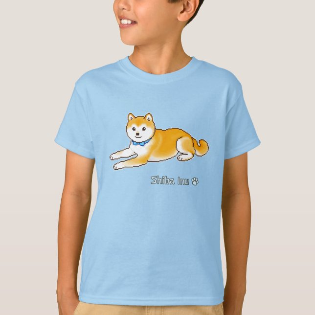 Camiseta Shiba Inu Con Un Arte De Óxel De Collar Azul Claro (Anverso)