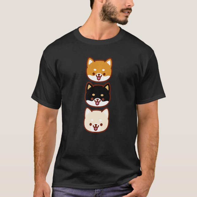 Camiseta Shiba Inu Cute Caras de Perro Japonés (Anverso)