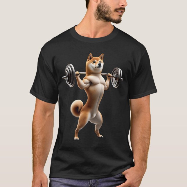 Camiseta Shiba Inu Deadlift Halterofilia Funny Fitness (Anverso)