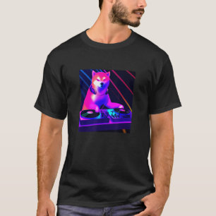 Camiseta Shiba Inu DJ Vaporwave Doge Dog Hombres Mujeres Ni