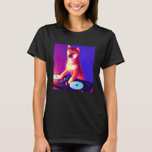 Camiseta Shiba Inu DJ Vaporwave Doge Dog Hombres Mujeres Ni