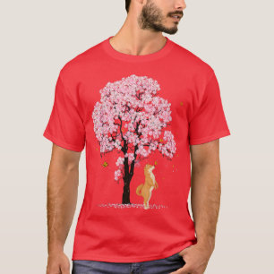 Camiseta Shiba Inu Dog & Butterflies Cherry Blossom Sakura 