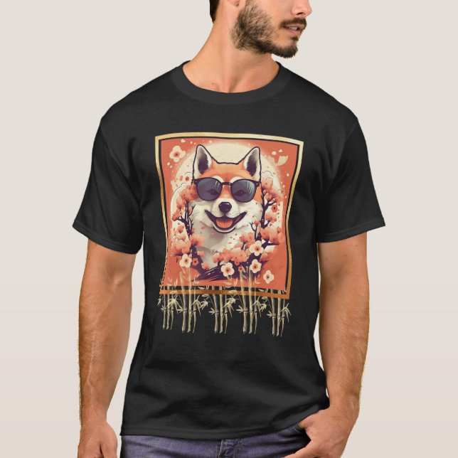 Camiseta Shiba Inu Dog Japanese Cherry Blossom Sakura Flowe (Anverso)