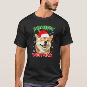 Camiseta Shiba Inu Dog Merry Woffmas Mujeres Navidades