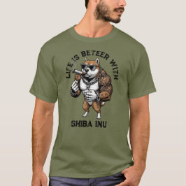 Camiseta Shiba Inu Dog, muscular, tattooed, bodybuilder 