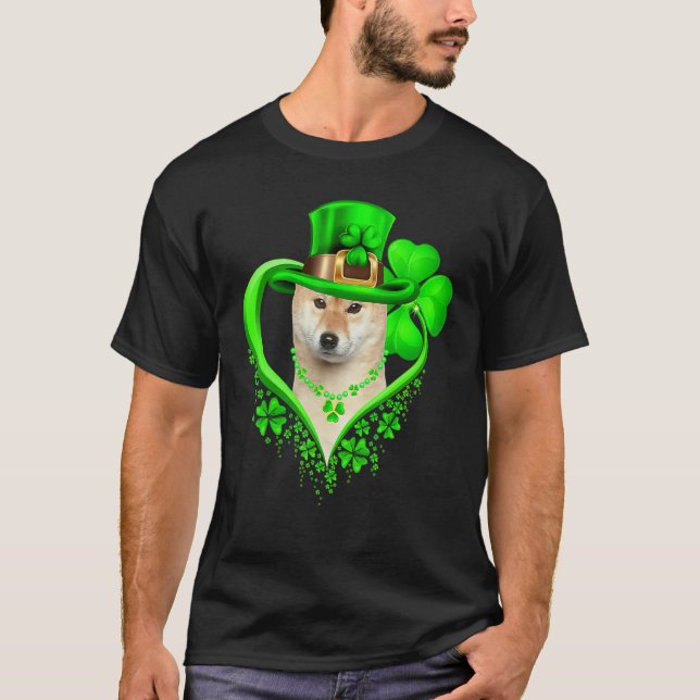 Camiseta Shiba Inu Dog St Patricks Day Lover Irish Shamrock (Anverso)