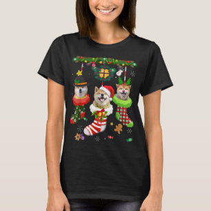 Camiseta Shiba Inu En Calcetines Navidades Santa Hat Xmas L