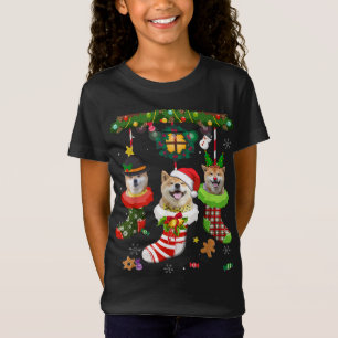 Camiseta Shiba Inu En Calcetines Navidades Santa Hat Xmas L