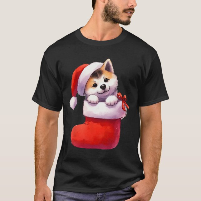 Camiseta Shiba Inu En Navidades De Muerte Santa Hat Xmas Pe (Anverso)