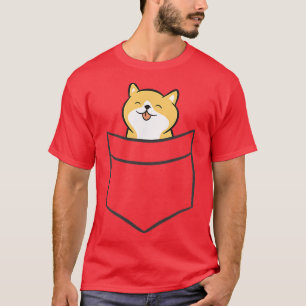 Camiseta Shiba Inu en un bolsillo corto