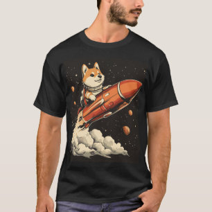 Camiseta Shiba Inu en un cohete