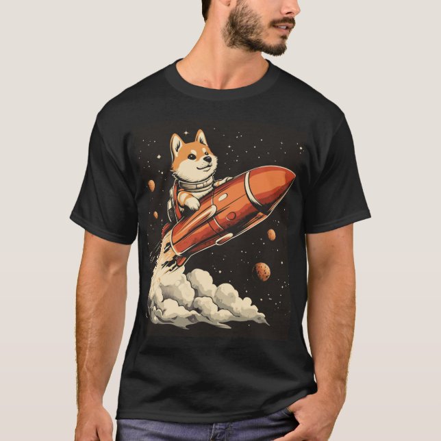Camiseta Shiba Inu en un cohete (Anverso)