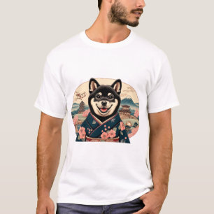 Camiseta Shiba Inu estilo Ukiyo-e