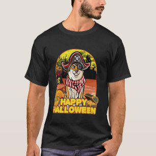 Camiseta Shiba Inu Feliz disfraz de Halloween Pirata Larga
