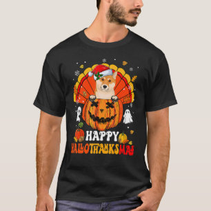 Camiseta Shiba Inu Feliz Hallothanksmas Halloween Día de Ac