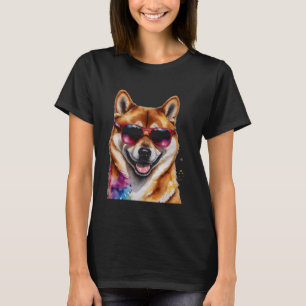 Camiseta Shiba Inu Gafas de sol Perro Gracioso Arte Animal