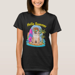 Camiseta Shiba Inu Hola vacaciones de verano de perro 2022