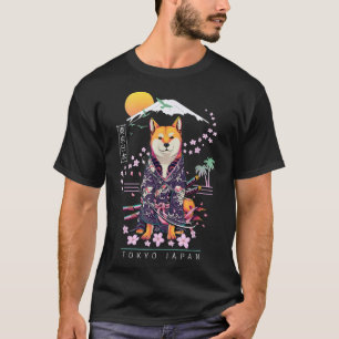 Camiseta Shiba Inu  Japanese Aesthetic  Sakura Cherry Bloss